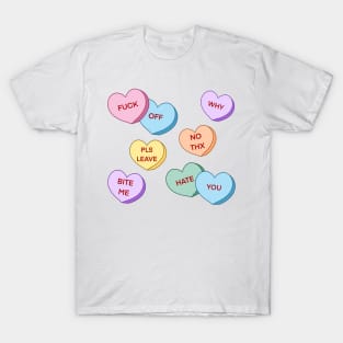 Rude Candy Hearts Pattern T-Shirt